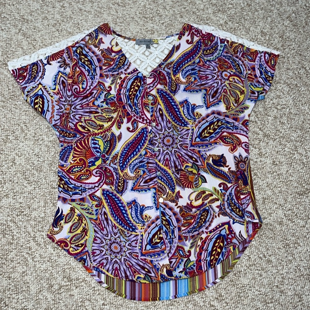 Women’s Boho Multicolor Blouse Size M